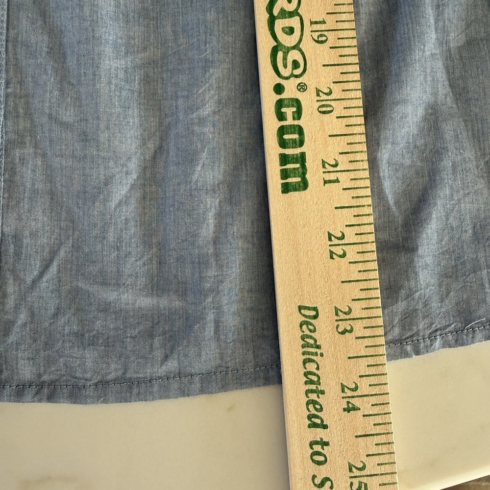 Joie Akari Ruffle Chambray Cold Shoulder Button Up Blouse Western Womens S Boho - Picture 8 of 9